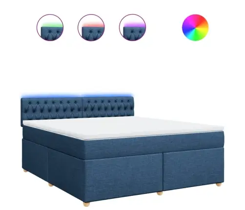 Lova Su Spyruoklėmis Ir Čiužiniu, Mėlyna, 180X200 cm Audinys