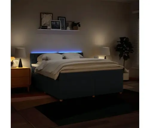 Lova Su Spyruoklėmis Ir Čiužiniu, Mėlyna, 180X200 cm Audinys