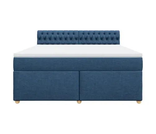 Lova Su Spyruoklėmis Ir Čiužiniu, Mėlyna, 180X200 cm Audinys