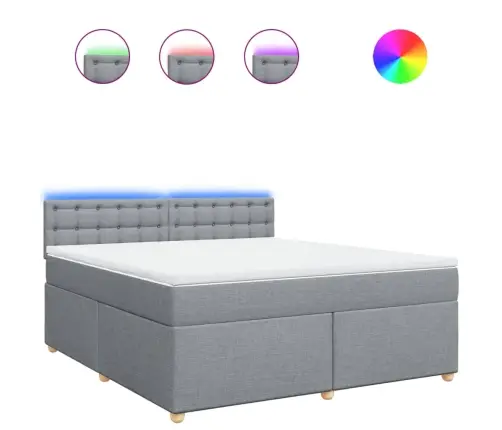 Atsperu Gulta Ar Matraci, Gaiši Pelēka Audums, 180X200 Cm Vidaxl