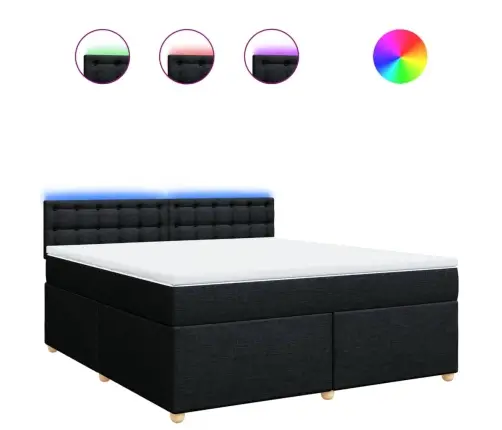 Atsperu Gulta Ar Matraci, Melns, 180X200 Cm, Audums Vidaxl