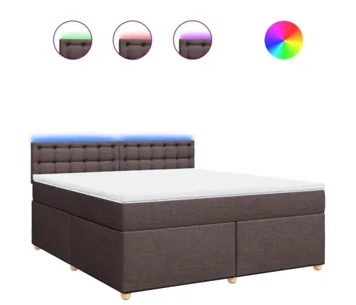 Atsperu Gulta Ar Matraci, Tumši Brūns, 180X200 Cm, Audums Vidaxl