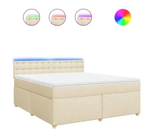 Atsperu Gulta Ar Matraci, Krēmkrāsas, 180X200 Cm, Audums Vidaxl