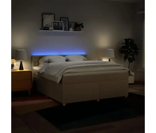 Atsperu Gulta Ar Matraci, Krēmkrāsas, 180X200 Cm, Audums Vidaxl