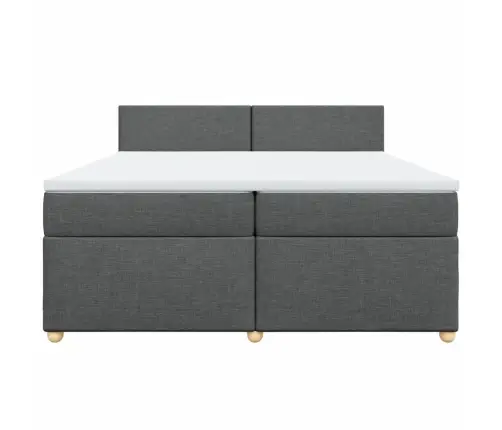 Atsperu Gulta Ar Matraci, Tumši Pelēka Audums, 200X200Cm Vidaxl