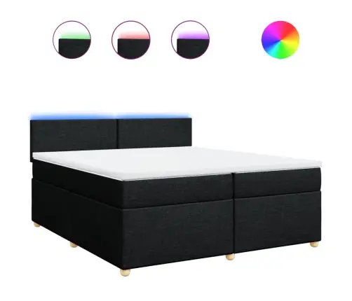 Atsperu Gultas Rāmis Ar Matraci, Melna Audums, 200X200 Cm Vidaxl