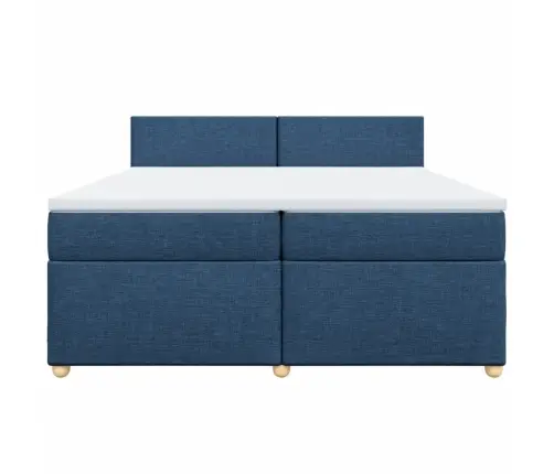 Atsperu Gultas Rāmis Ar Matraci, Zils Audums, 200X200 Cm Vidaxl
