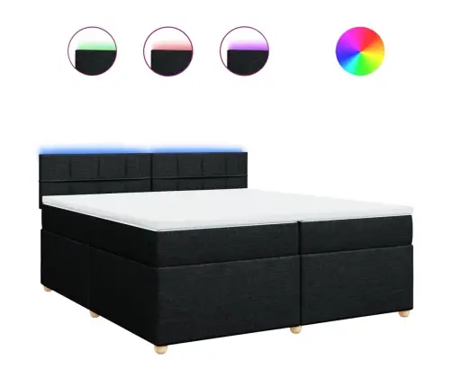 Kontinentaalvoodi Madratsiga, Must, 200X200 cm Kangas