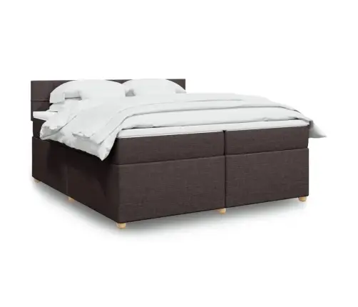 Lova Su Spyruoklėmis Ir Čiužiniu, Ruda, 200X200 cm Audinys