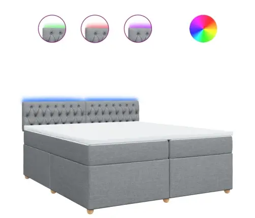 Lova Su Spyruoklėmis Ir Čiužiniu, Pilka, 200X200cm Audinys