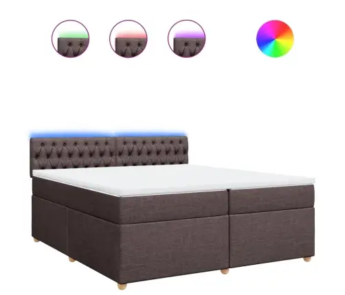 Atsperu Gultas Rāmis Ar Matraci, Tumši Brūna, 200X200Cm, Audums Vidaxl