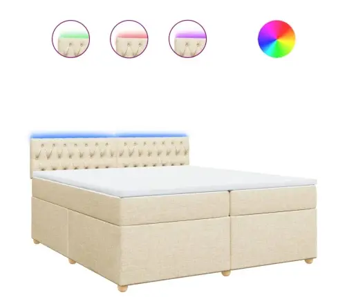 Atsperu Gultas Rāmis Ar Matraci, Krēmkrāsas Audums, 200X200 Cm Vidaxl