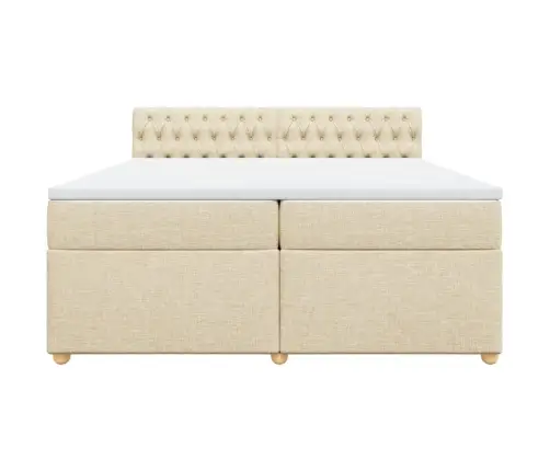 Atsperu Gultas Rāmis Ar Matraci, Krēmkrāsas Audums, 200X200 Cm Vidaxl