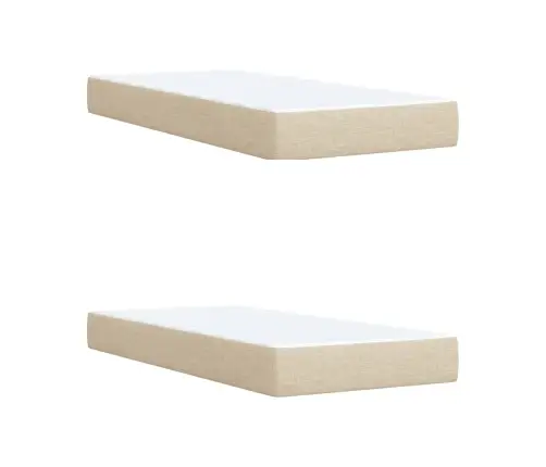 Atsperu Gultas Rāmis Ar Matraci, Krēmkrāsas Audums, 200X200 Cm Vidaxl