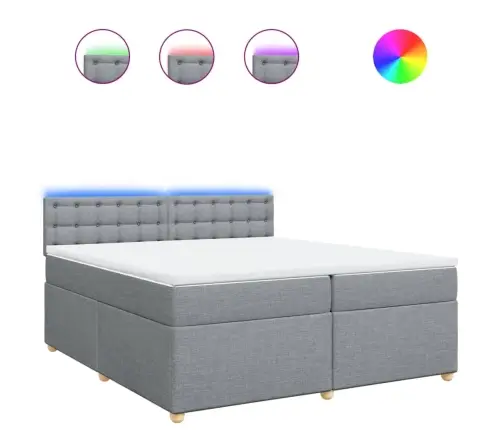 Atsperu Gulta Ar Matraci, Gaiši Pelēka Audums, 200X200Cm Vidaxl