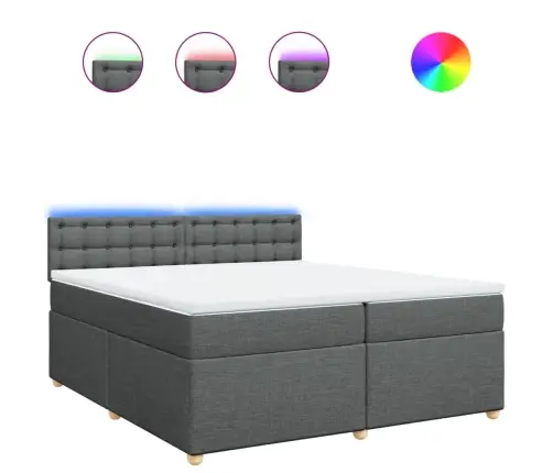 Atsperu Gulta Ar Matraci, Tumši Pelēka Audums, 200X200Cm Vidaxl