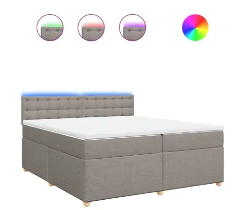 Atsperu Gultas Rāmis Ar Matraci, Pelēkbrūns, 200X200 Cm, Audums Vidaxl