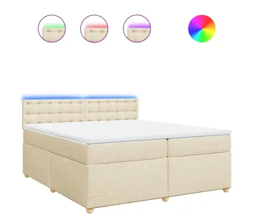 Atsperu Gultas Rāmis Ar Matraci, Krēmkrāsas Audums, 200X200 Cm Vidaxl