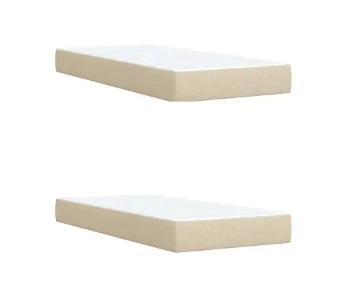 Atsperu Gultas Rāmis Ar Matraci, Krēmkrāsas Audums, 200X200 Cm Vidaxl