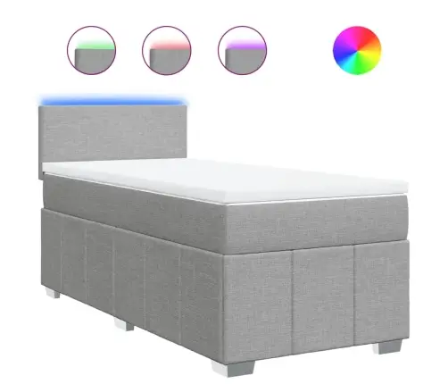 Atsperu Gultas Rāmis Ar Matraci, Gaiši Pelēka Audums, 80X200 Cm Vidaxl