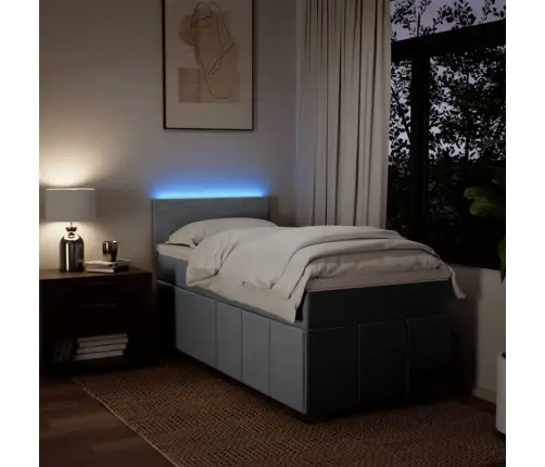 Atsperu Gultas Rāmis Ar Matraci, Gaiši Pelēka Audums, 80X200 Cm Vidaxl