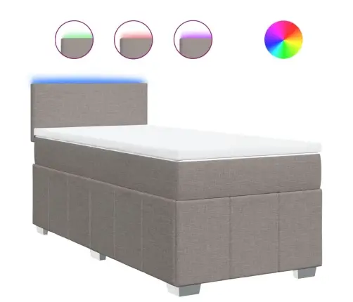 Atsperu Gultas Rāmis Ar Matraci, Pelēkbrūns, 80X200 Cm, Audums Vidaxl