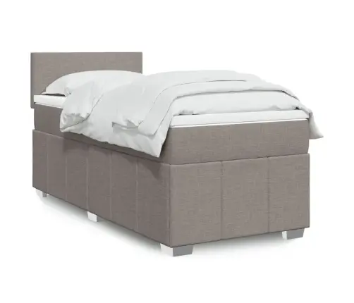 Atsperu Gultas Rāmis Ar Matraci, Pelēkbrūns, 80X200 Cm, Audums Vidaxl