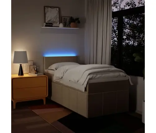 Lova Su Spyruoklėmis Ir Čiužiniu, Kreminė, 80X200cm Audinys