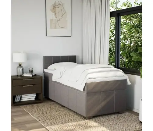 Lova Su Spyruoklėmis Ir Čiužiniu, Taupe, 80X200 cm Audinys