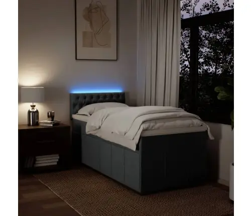 Atsperu Gultas Rāmis Ar Matraci, Tumši Pelēka, 80X200Cm, Audums Vidaxl