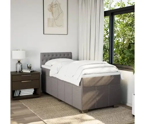 Atsperu Gultas Rāmis Ar Matraci, Pelēkbrūns, 80X200 Cm, Audums Vidaxl