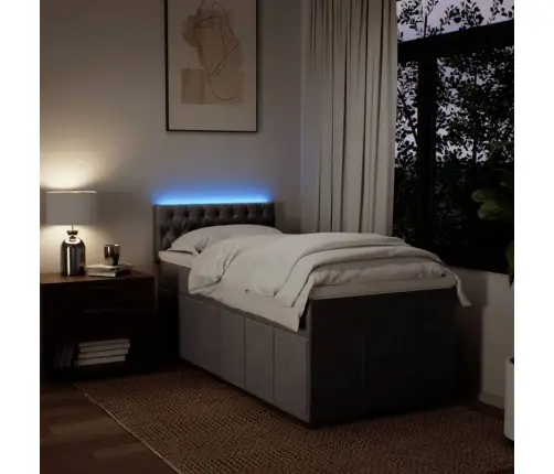 Atsperu Gultas Rāmis Ar Matraci, Pelēkbrūns, 80X200 Cm, Audums Vidaxl