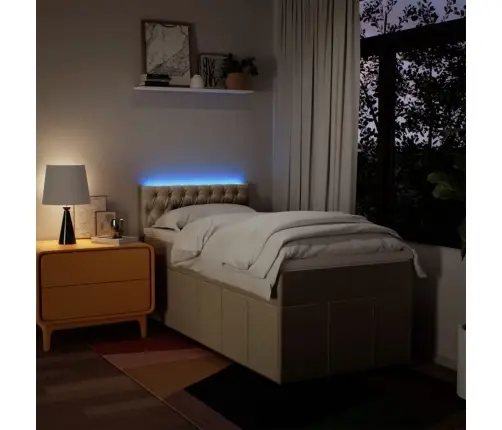 Atsperu Gultas Rāmis Ar Matraci, Krēmkrāsas, 80X200 Cm, Audums Vidaxl