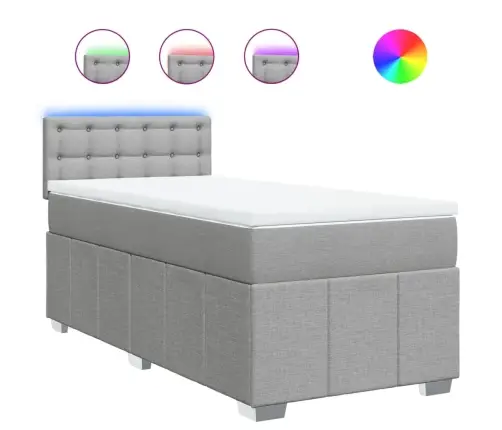 Lova Su Spyruoklėmis Ir Čiužiniu, Pilka, 80X200cm Audinys