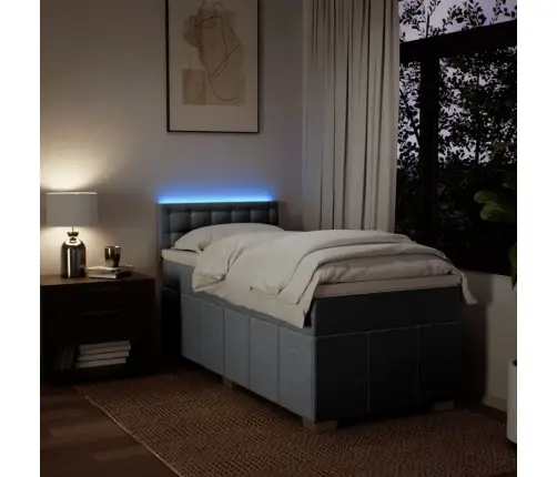 Lova Su Spyruoklėmis Ir Čiužiniu, Pilka, 80X200cm Audinys