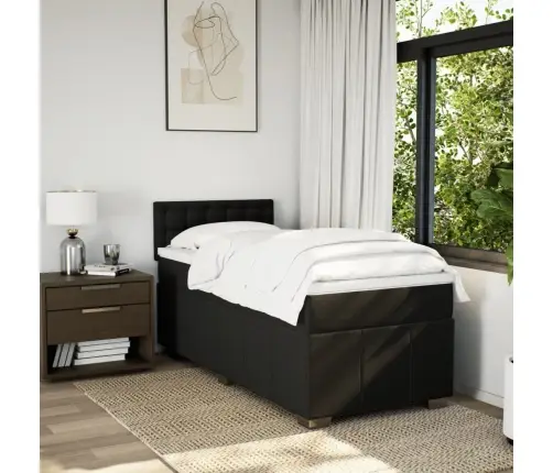 Lova Su Spyruoklėmis Ir Čiužiniu, Juoda, 80X200cm Audinys