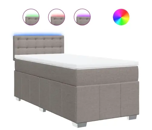 Atsperu Gultas Rāmis Ar Matraci, Pelēkbrūns, 80X200 Cm, Audums Vidaxl