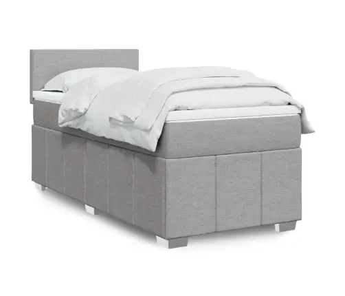 Atsperu Gulta Ar Matraci, Gaiši Pelēka, 90X190 Cm, Audums Vidaxl