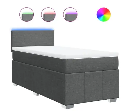 Lova Su Spyruoklėmis Ir Čiužiniu,Tamsiai Pilka,90X190cmAudinys