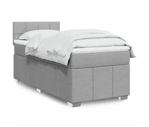 Atsperu Gulta Ar Matraci, Gaiši Pelēka, 90X190 Cm, Audums Vidaxl