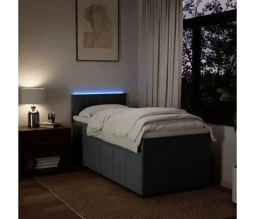 Atsperu Gulta Ar Matraci, Tumši Pelēka, 90X190 Cm, Audums Vidaxl