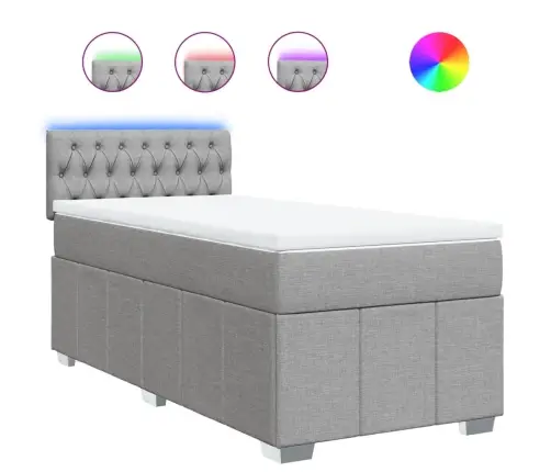 Atsperu Gulta Ar Matraci, Gaiši Pelēka, 90X190 Cm, Audums Vidaxl