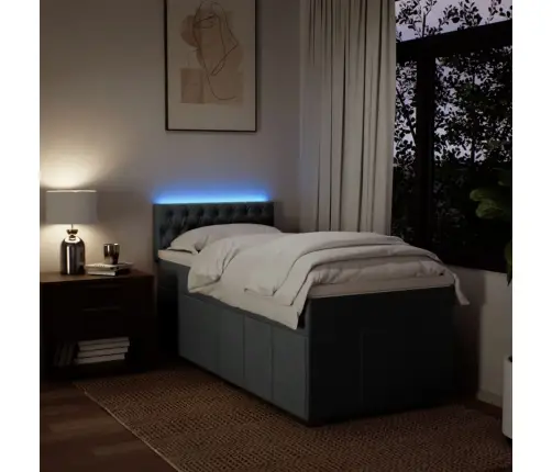 Atsperu Gulta Ar Matraci, Tumši Pelēka, 90X190 Cm, Audums Vidaxl