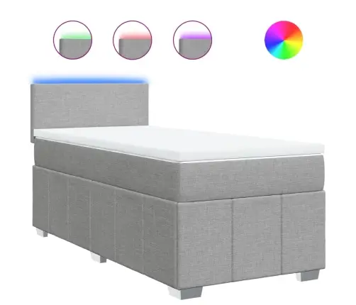 Atsperu Gulta Ar Matraci, Gaiši Pelēka, 90X200 Cm, Audums Vidaxl