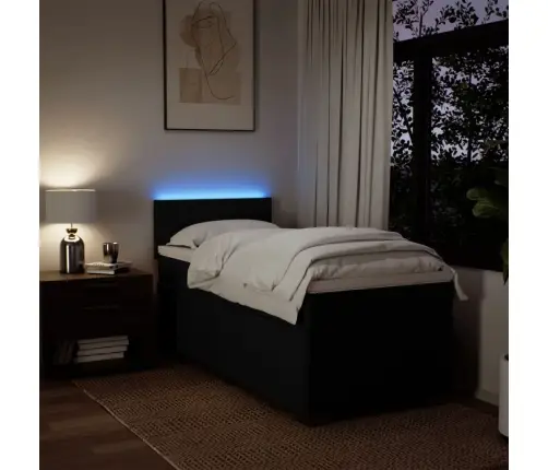 Lova Su Spyruoklėmis Ir Čiužiniu, Juoda, 90X200 cm Audinys