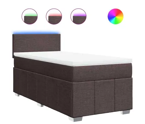 Atsperu Gultas Rāmis Ar Matraci, Tumši Brūna, 90X200 Cm, Audums Vidaxl