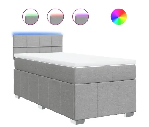 Atsperu Gulta Ar Matraci, Gaiši Pelēka, 90X200 Cm, Audums Vidaxl