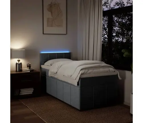 Atsperu Gulta Ar Matraci, Gaiši Pelēka, 90X200 Cm, Audums Vidaxl