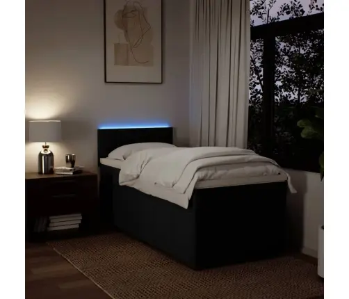 Lova Su Spyruoklėmis Ir Čiužiniu, Juoda, 90X200 cm Audinys