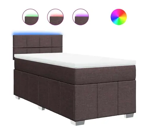 Atsperu Gultas Rāmis Ar Matraci, Tumši Brūna, 90X200 Cm, Audums Vidaxl